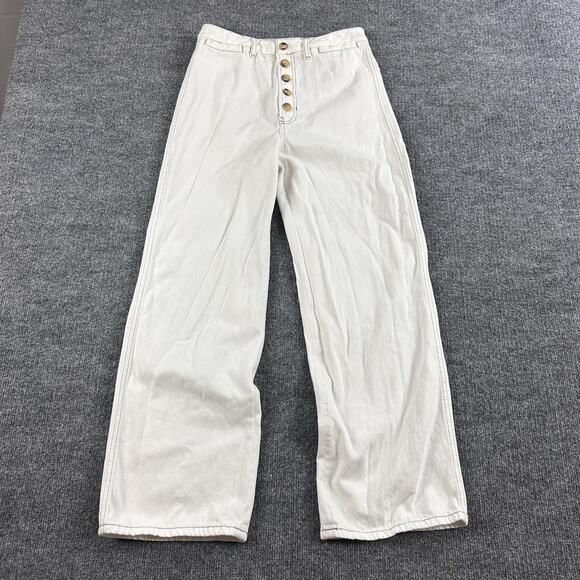 Reformation Jeans Womens 27 Lexi High Rise Wide Leg Ivory Button Fly Casual Chic - Picture 4 of 16